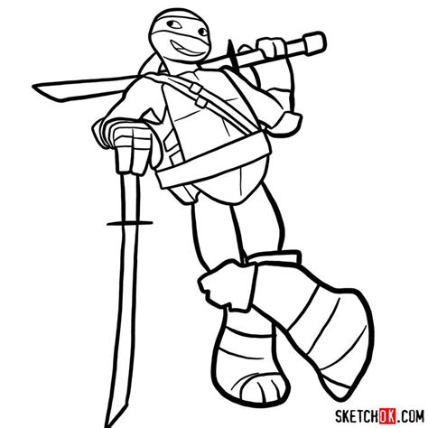 How to draw Leonardo ninja turtle cartoon style | TMNT - Step by step ...