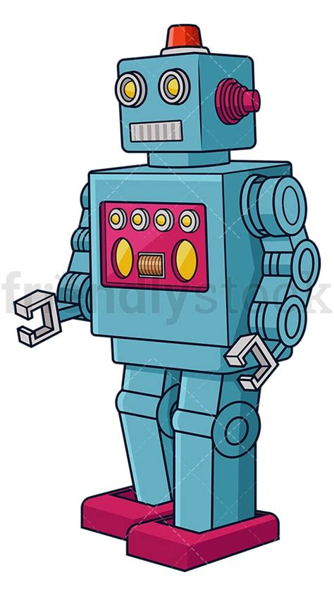 Retro Robot Cartoon Clipart Vector - FriendlyStock