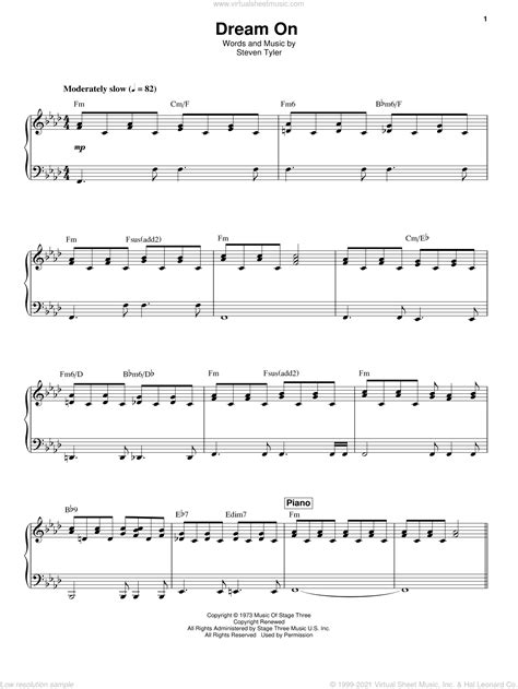 Aerosmith: Dream On sheet music for voice and piano (PDF)