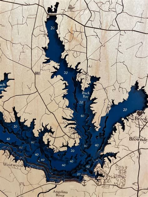 Sam Rayburn Reservoir Map Sam Rayburn Map Custom Lake Art | Etsy