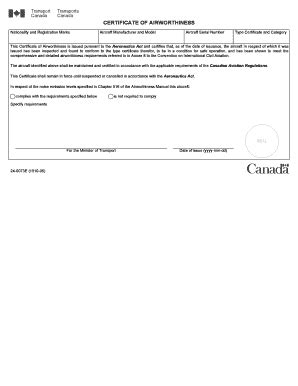 Certificate Of Airworthiness Canada - Fill and Sign Printable Template ...