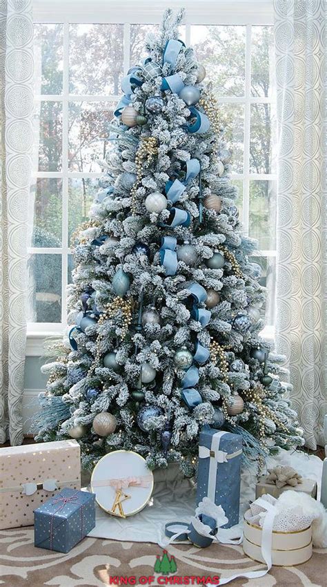 Gorgeous 7.5 Foot King Flock Christmas Tree With LED Lights