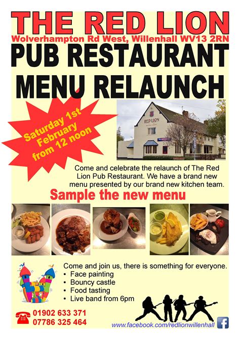 Red Lion Menu Relaunch | Pubs and restaurants, Lions pub, Red lion