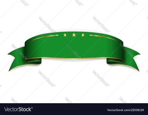 Green ribbon banner satin glossy bow blank Vector Image