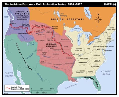 Louisiana Purchase, Main Exploration Routes, 1804-1807 Map | Maps.com.com