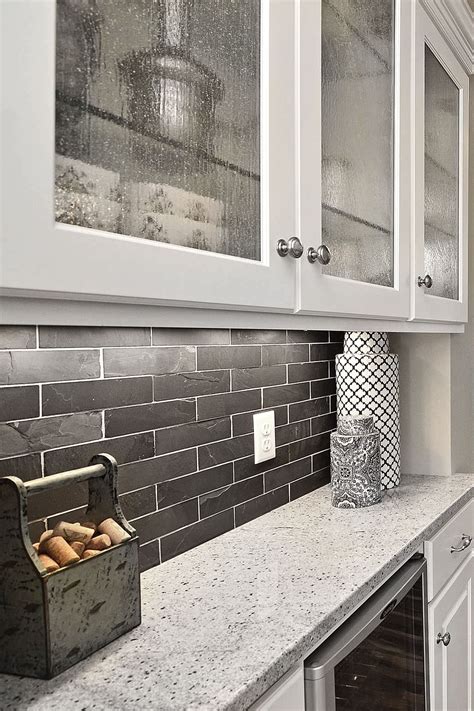 Black Dark Gray Slate Subway Kitchen Backsplash Tile | Backsplash.com