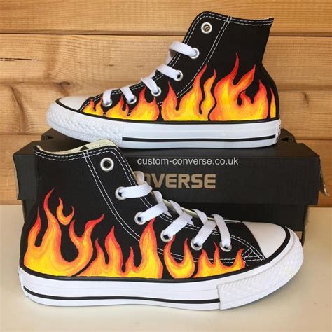 Fire Flames High Top Converse Trainers - Etsy | Sneakers fashion, Cute ...