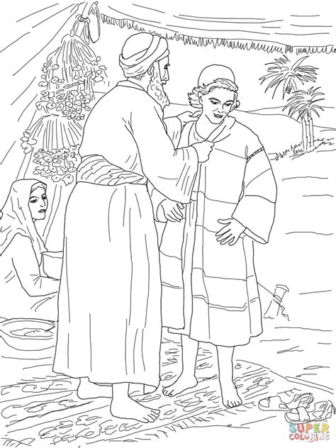 Jacob Giving Joseph the Coat of Many Colors coloring page | Free ...