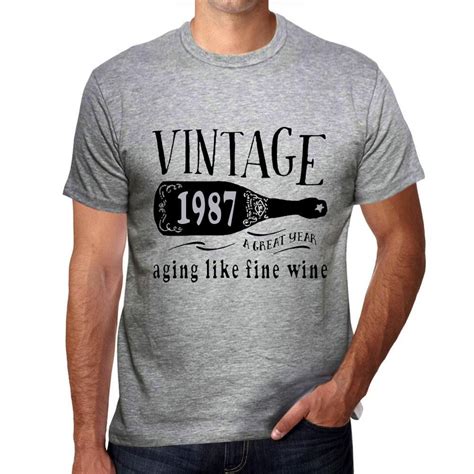 '1987 Aging Like a Fine Wine Men's T-shirt Grey Birthday Gift 00459 ...