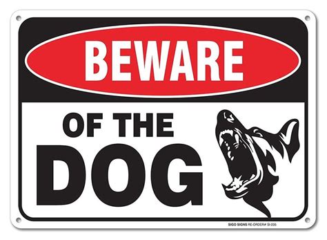 Beware of Dog Sign Funny Warning Aluminum Metal Fence Gate Security # ...