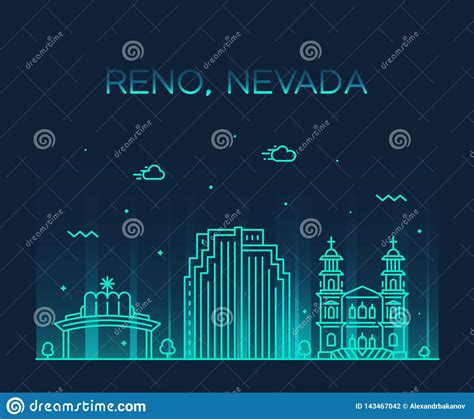 Reno Skyline, Monochrome Silhouette. Cartoon Vector | CartoonDealer.com ...