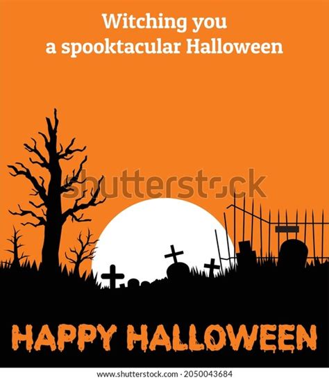 Vector Illustration Spooky Graveyard Silhouette Suitable Stock Vector ...