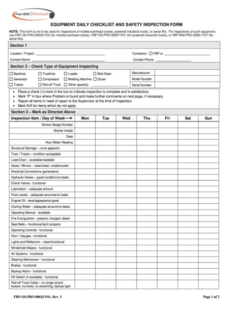 Equipment Inspection – Fill Online, Printable, Fillable, Blank ...