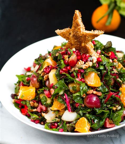 Christmas Tree Salad- Pomegranates, Pecans & Raw Chard. Healthy ...