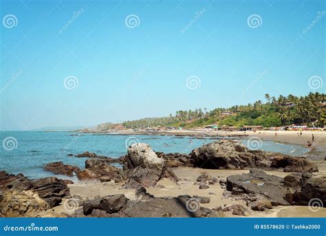 Vagator beach in India stock photo. Image of resort, peace - 85578620