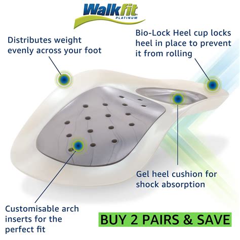 Buy WalkFit Platinum Orthotic Insoles for Men UK10 - Women UK11 - EU44 ...