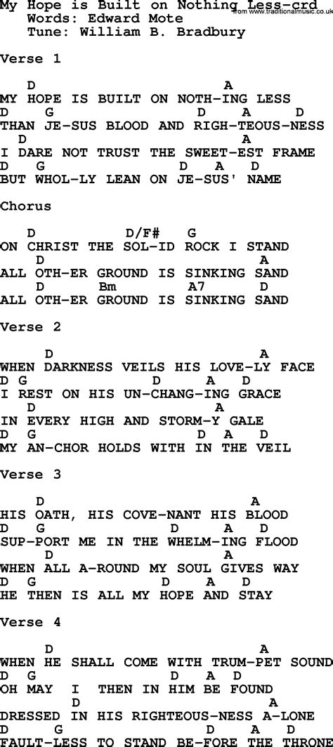 Top 500 Hymn: My Hope Is Built On Nothing Less - lyrics, chords and PDF