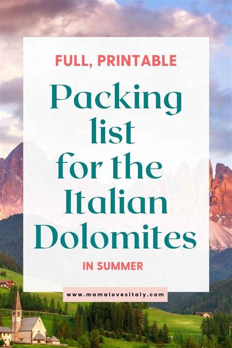 How to pack for the Dolomites in summer: Printable Dolomites Packing ...