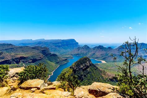 View of the Highveld and the Blyde River Dam in the Blyde River Canyon ...