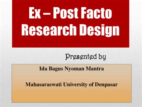 Ex Post Facto Research Design