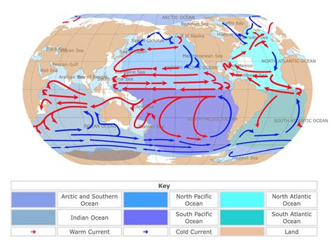 World Map of Oceans and Currents