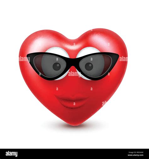 Heart smiley emoji vector for Valentines Day. Funny red face with ...