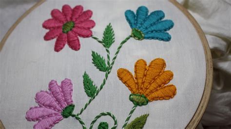 Hand Embroidery Designs | Satin stitch | Stitch and Flower-128 - YouTube