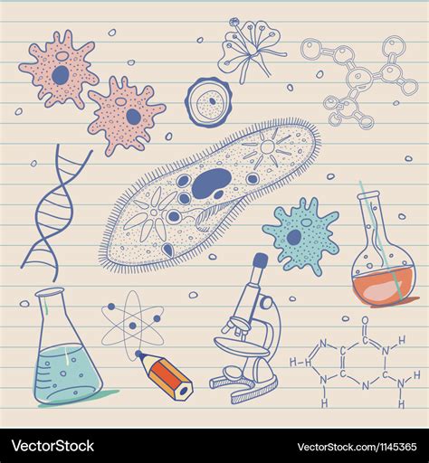 Biology sketches background in vintage style Vector Image