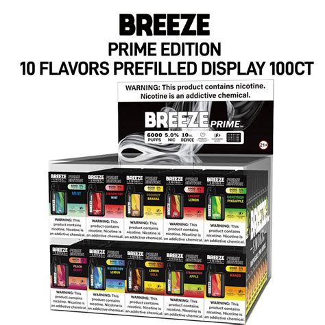 BREEZE PRIME EDITION 10ML COUNTER TOP DISPOSABLE DISPLAY 10 FLAVORS - 100CT