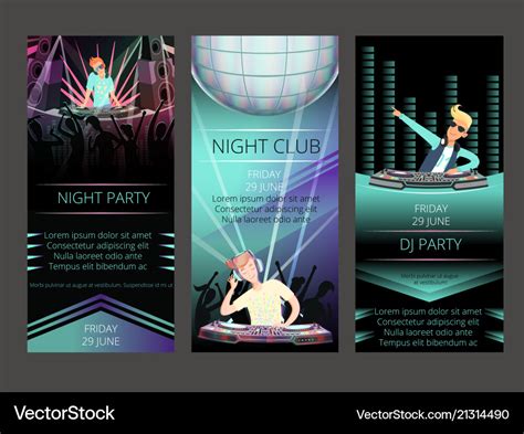 Night club invitation cards dj party Royalty Free Vector