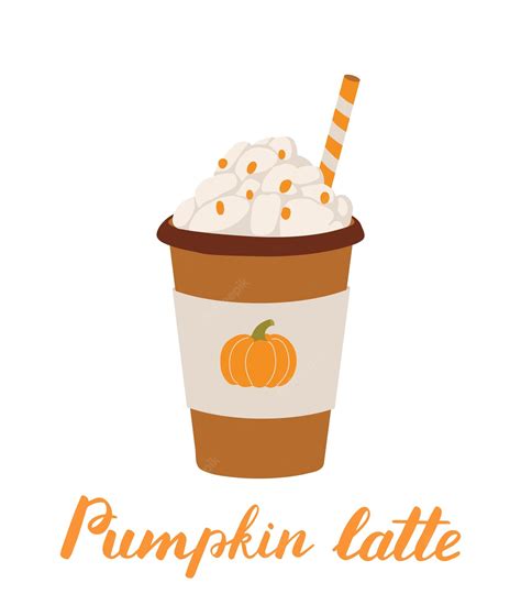 Premium Vector | Pumpkin spice latte in paper cup flat vector ...