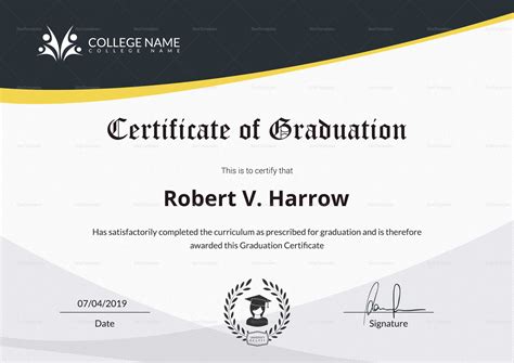 College Graduation Certificate Template - Professional Template Ideas