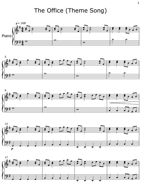 The Office Theme Song Piano Sheet Music at gensantinoblog Blog