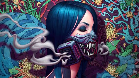 Cyberpunk, Girls, Gas Mask, Flower, Digital Art HD Phone Wallpaper ...