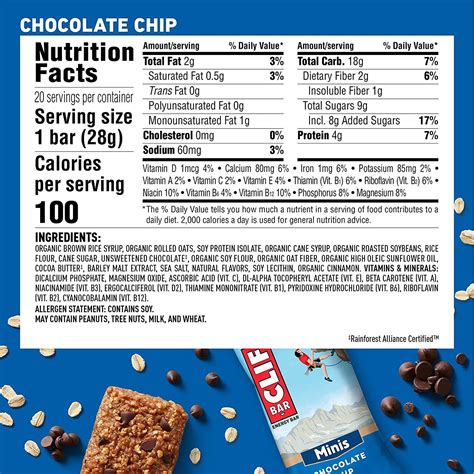 CLIF BARS - Mini Energy Bars - Chocolate Chip - Made with Organic Oats ...