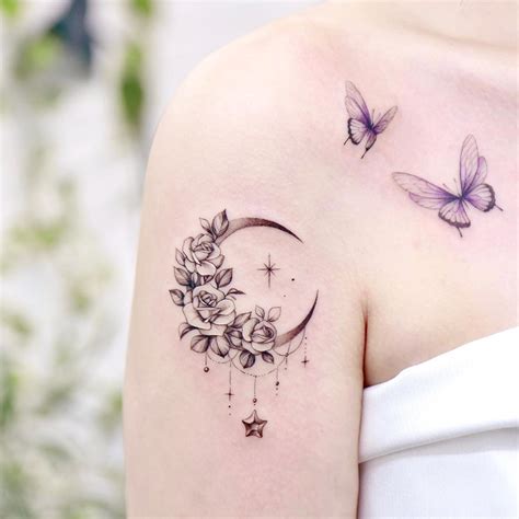 UPDATED: 40 Symbolic Crescent Moon Tattoos (August 2020) | Flower ...