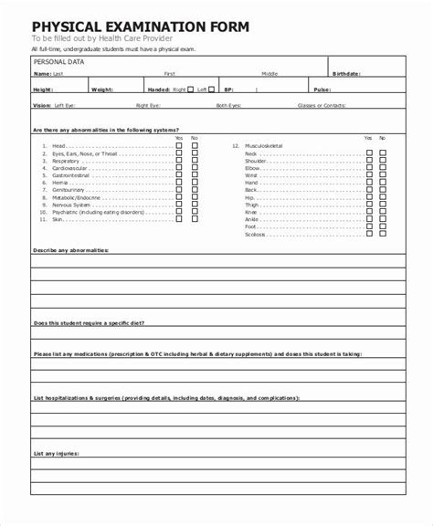 Employee Physical Exam form Template Fresh 8 Sample Physical forms in ...