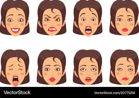 Woen facial gestures set Royalty Free Vector Image