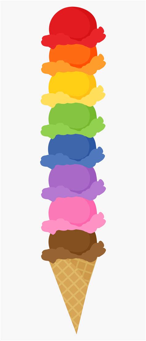 Cone Clipart Tall - Rainbow Ice Cream Clip Art , Free Transparent ...