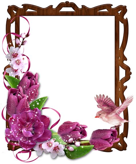 Floral-Border-Wooden-Photo-Frame-with-Bird-and-Flowers | Borders and ...