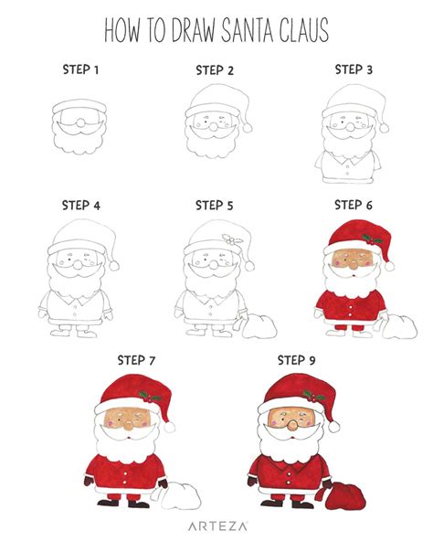 How to Draw Santa Claus | Easy christmas drawings, Santa claus drawing ...