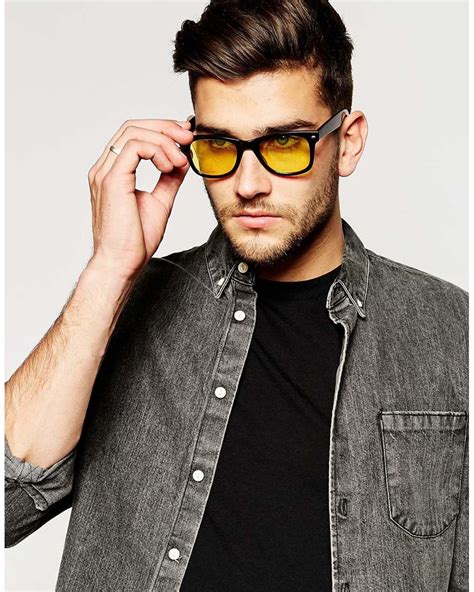 Aspire symbol delinquency black frame yellow lens sunglasses ...