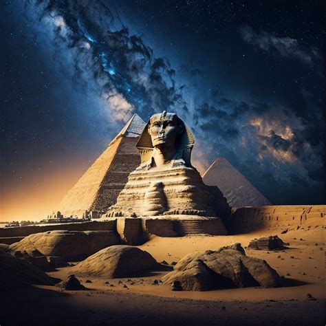 Download Ancient Egypt, Great Sphinx Of Giza, Night Sky. Royalty-Free ...