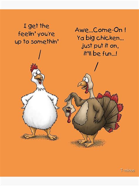 "Funny Thanksgiving Big Chicken It’ll Be Fun Turkey Cartoon" Poster for ...