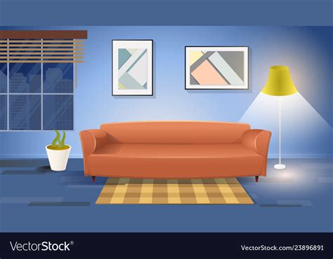 Modern living room interior cartoon Royalty Free Vector