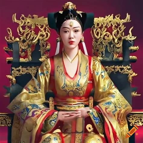 Empress wu zetian tang dynasty imperial consort sitting on the dragon ...