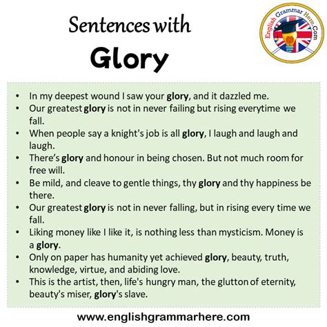 Sentences with Glory, Glory in a Sentence in English, Sentences For ...