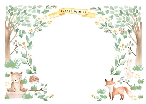 Woodland Creatures - Baby shower invitation Template | Greetings Island ...