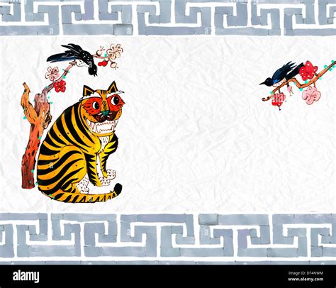 illustration of Korean traditional image featuring tiger Stock Photo ...