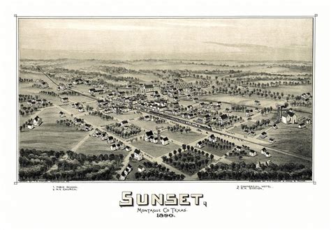 Vintage Map of Sunset Texas 1890 Montague County | Lipscomb Auto Center ...